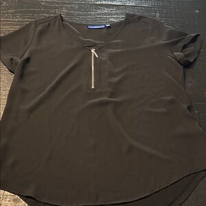 Apt. 9 Black Short Sleeve Blouse with Zipper